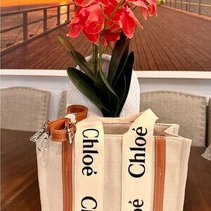 SOLD.    Chloe Cream and Tan Crossbody Bag